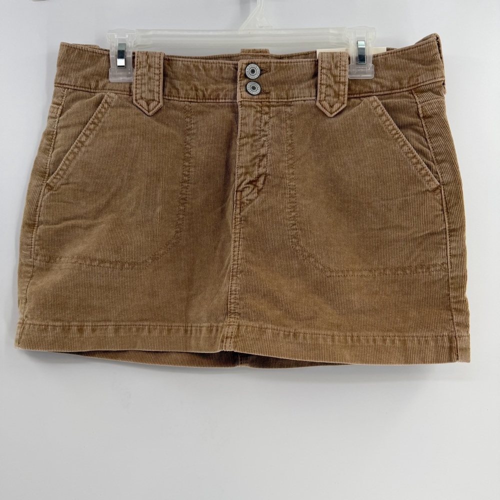 American Eagle Y2K Super Low Rise Corduroy Mini Skirt Womens 8 NWT Tan Stretch